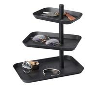 YAMAZAKI Home Accessory Plateau à Bijoux à 3 Niveaux et Organisateur de Rangement en Acier, Alliage, Noir, 24,6 x 23,4 x 25,7 cm
