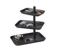 YAMAZAKI Home Accessory Plateau à Bijoux à 3 Niveaux et Organisateur de Rangement en Acier, Alliage, Noir, 24,6 x 23,4 x 25,7 cm