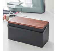 Yamazaki Home Boîte à couture Boîte à couture noire avec couvercle Poignée et coussin à aiguilles moderne 27x13x14cm Tour 05061