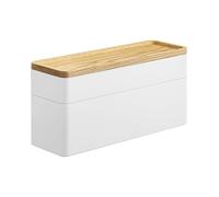 YAMAZAKI Home Boîte à montres et accessoires, boîte à bijoux pour lunettes, 2 étages, plastique + bois, taille unique, blanc