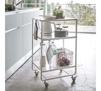 Yamazaki Home Chariot de cuisine roulettes blanc métal avec roulettes 3 niveaux 38x81x49cm Tour 04918