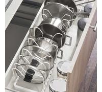 Yamazaki Home Cuisinière Porte-couvercle Organisateur Rangement pour casserole et couvercle réglable blanc 03840