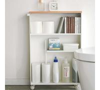 Yamazaki 4306 Tower Semi~Closed Storage Cart, White, Steel/Wood, 13 x 47.5 x 68 cm
