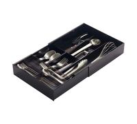 YAMAZAKI Home Plateau de rangement extensible pour couverts de cuisine | Plastique | Organiseur de tiroir Taille unique Noir