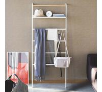 Yamazaki Home Porte-manteau Escabeau de décoration avec étagère à adosser blanc 65x161cm
