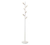 Yamazaki Home Porte-manteau Porte-manteau métal + accents bois blanc 176cm autoportant