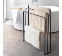 Yamazaki Home Porte-serviettes debout Salle de bain métal indépendant 70x81x14cm Tour noir