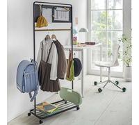 Yamazaki Home Portemanteau sur roulettes pour chambre d'enfant 135cm noir