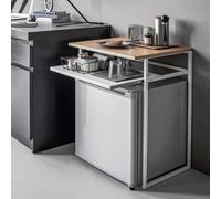 Yamazaki Home Table d'appoint avec rallonge 53x67x45cm Table de rangement Table de salon blanche