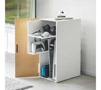 Yamazaki Meuble d'appoint Organiseur pour consoles de jeux 24x60x36cm Tour blanc