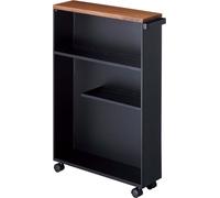 Yamazaki 4307 Tower Semi~Closed Storage Cart, Black, Steel/Wood, 13 x 47.5 x 68 cm