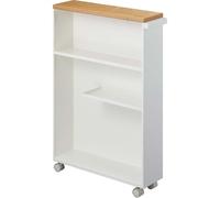 YAMAZAKI Meuble de rangement 4306 Tower semi-fermé Blanc Acier/Bois 13 x 47,5 x 68 cm