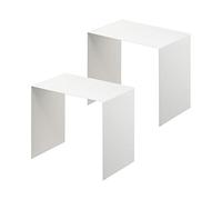 YAMAZAKI Organiseur de Rangement pour Armoire | Lot de 2 | Garde-Manger de Cuisine | Acier | Rehausseur, Blanc, Taille Unique