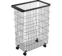 Yamazaki 4777 TOWER Laundry Basket with Wheels, black, Steel/Nylon, 28 x 46.5 x 61 cm