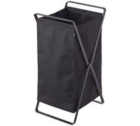 Yamazaki 2485 TOWER Laundry Basket, black, Steel/Polyester/Polypropylene, 30 x 36 x 64 cm