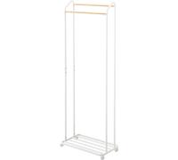 Yamazaki Porte-manteau métallique Porte-manteau sur roulettes mobile blanc avec étagère 03516