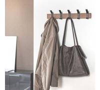Yamazaki Portemanteau en bois brun foncé avec 5 crochets en métal Portemanteau mural Panneau de garde-robe Crochets de garde-robe