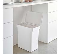 YAMAZAKI 5427 TOWER Airtight Trash Can with Caster, white, Polypropylene/ABS Resin/POM Resin/Silicone/Steel, 41 x 24 x 42.5~65.5 cm