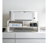 Yamazaki Station d'impression Étagère d'imprimante Trolley d'imprimante Armoire d'imprimante avec roulettes 48x19x37cm Métal blanc
