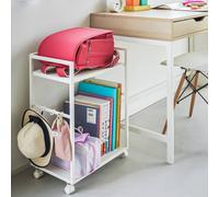 Yamazaki Table d'appoint Chariot à roulettes Étagère à roulettes 42x60x32cm 2 niveaux Armoire à roulettes blanche