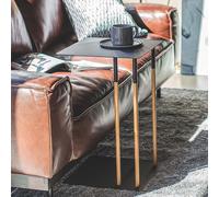 Yamazaki Table d'appoint Table de chevet 35x55x35cm Corps en métal noir et pieds en bois