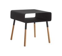 YAMAZAKI 4230 Plain Low Side Table, Black, Steel/Wood, 35 x 35 x 35 cm