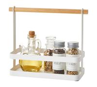 Yamazaki 2420 TOSCA Support d'assaisonnement, blanc, Acier/Bois, minimaliste, 24 x 10 x 20 c m