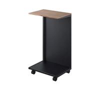 Yamazaki Tower 1416 Table d'appoint Semi-fermée avec roulettes et étagère en Bois Noir Acier/Bois/Nylon Minimaliste 31 x 22 x 55 cm (L x l x H)