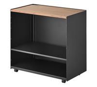 Yamazaki TOWER 1425 Chariot de rangement semi-fermé avec étagère en bois Noir Acier/Bois/Nylon 35,3 x 60,3 x 59 cm