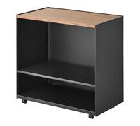 Yamazaki TOWER 1425 Chariot de rangement semi-fermé avec étagère en bois Noir Acier/Bois/Nylon 35,3 x 60,3 x 59 cm