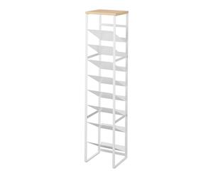 Yamazaki Tower 1491 Étagère à Bouteilles à 8 étages avec étagère en Bois Blanc Acier/Bois/Silicone Minimaliste 19,3 x 20 x 88,5 cm