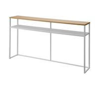 YAMAZAKI 2028 Tower Console Table with Shelf, White, Steel/Wood, 126 x 20.5 x 65 cm