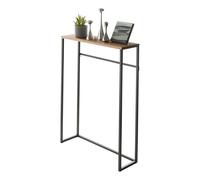 YAMAZAKI 5165 Tower Console Table, Black, Steel/Wood, 60 x 18.5 x 80.5 cm