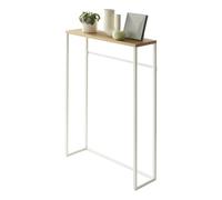 Yamazaki Tower Console d'entrée, en Acier avec Plateau en Bois - pour Couloir, Table de Salon, Fine et étroite - 60 x 18,5 x 80,5 cm, Design Japonais, Blanc
