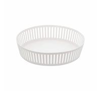 Yamazaki Tower Corbeille à Fruits Plate, en Acier - pour comptoir de Cuisine, Panier Rond, Bol décoratif - 25 x 25 x 5,5 cm, Design Japonais, Blanc