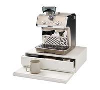 Yamazaki 2007 TOWER Sliding Countertop Tray with Drawer, white, Steel/Polypropylene/Silicone, 45 x 39.3~64 x 13.5 cm