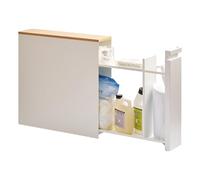 YAMAZAKI Tower Support de Rangement pour Toilettes avec tiroir Coulissant, en Acier - Planche en Bois, Salle de Bain, Ultra Compact - 56 x 14 x 55 cm, Design Japonais, Blanc