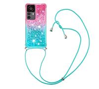YAMCCCSE Collier Coque pour Xiaomi 12T / 12T Pro 5G, Transparent Etui Housse Silicone Sables Mouvants Bling - Étui pour Smartphone Lanyard Scintillant TPU Transparente Case Cover