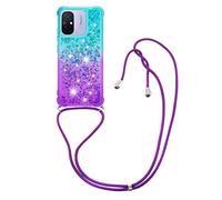 YAMCCCSE Collier Coque pour Xiaomi Redmi 12C, Transparent Etui Housse Silicone Sables Mouvants Bling - Étui pour Smartphone Lanyard Scintillant TPU Transparente Case Cover