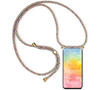 YAMCCCSE Coque pour Samsung Galaxy M32 / Galaxy A22 4G avec Cordon de Collier, Cover Transparente Silicone TPU Bumper Etui Housse avec Cordon Réglable Téléphone Lanyard Case Collier - Multicolore