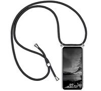 YAMCCCSE Coque pour Vivo Y76 5G/Vivo Y76s avec Cordon de Collier,Cover Transparente Silicone TPU Bumper Etui Housse avec Cordon Réglable Téléphone Lanyard Case Collier - Noir