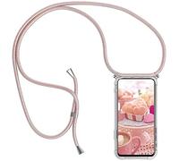 YAMCCCSE Coque pour Xiaomi Redmi 14C / Xiaomi Poco C75 avec Cordon de Collier,Cover Transparente Silicone TPU Bumper Etui Housse avec Cordon Réglable Téléphone Lanyard Case Collier - Or Rose