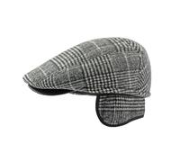 YAMEE Beret Homme Hiver Vintage Chaud,Casquette Plate Homme Plaid avec Cache-Oreilles Pliables,Chapeau d'hiver Femme Doux Respirant,Casquette Beret Homme Classique,Casquette de Chauffeur de Taxi