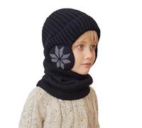 YAMEE Bonnet Chaud écharpe Ensemble pour Enfants avec Doublure Peluche Doux Cache-oreilles Chaud,2 Pièces Tricoté Beanie Cache-Cou Enfants Hiver Coupe-Vent,Chapeau pour Fille Garçon 4-10 Ans