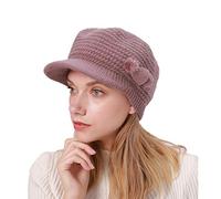 YAMEE Bonnet Femme Hiver Chic à Bord,Casquette Femme Hiver Vintage,Béret Femme Hiver à visière Chapeau Femme Chaud tricoté