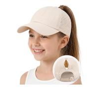 YAMEE Casquette Baseball Fille Enfant Trou Queue de Cheval Maille Respirante Séchage Rapide,Chapeau Enfant Légère Réglable,Chapeau Sport Extérieur Été pour Filles 5 à 12 Ans Protection Solaire UV