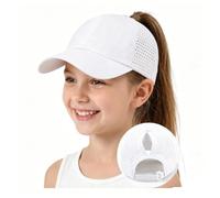 YAMEE Casquette Baseball Fille Enfant Trou Queue de Cheval Maille Respirante Séchage Rapide,Chapeau Enfant Légère Réglable,Chapeau Sport Extérieur Été pour Filles 5 à 12 Ans Protection Solaire UV