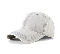 YAMEE Casquette de baseball vintage en coton sergé vieilli pour homme et femme, réglable, gris clair, Taille unique