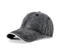 YAMEE Casquette de baseball vintage en coton sergé vieilli pour homme et femme, réglable, Noir , Taille unique