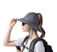 YAMEE Chapeau de Pêcheur Femme Été avec Queue de Cheval,Chapeau de Seau Femme avec Cordon Anti-Vent,Chapeau de Soleil à Large Bord Respirant Pliable,Protection UV,pour Pêche,Randonnée,Plage,Voyage